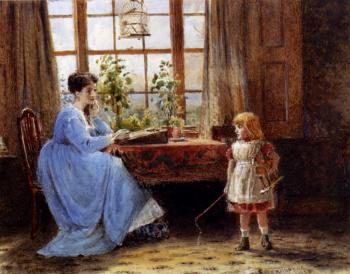 George Goodwin Kilburne : A Mother And Child In An Interior